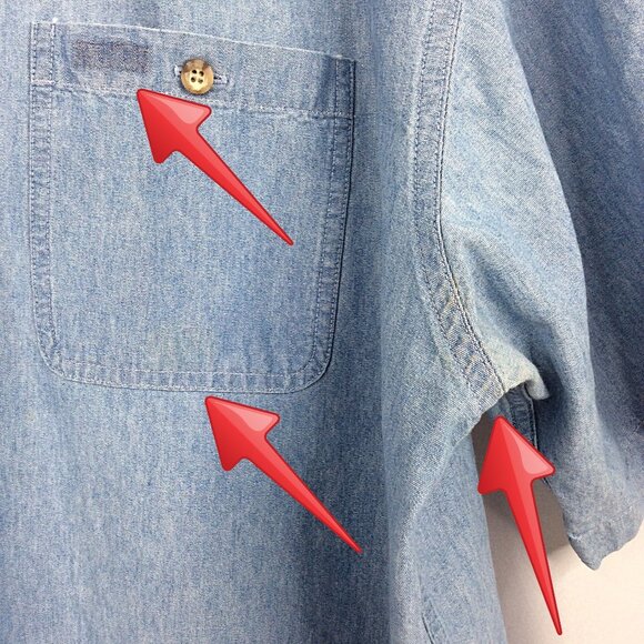 Carhartt Denim Chambray Men's Shirt 2XLT / 3XLT Short Sleeve Button Down READ - Picture 5 of 11